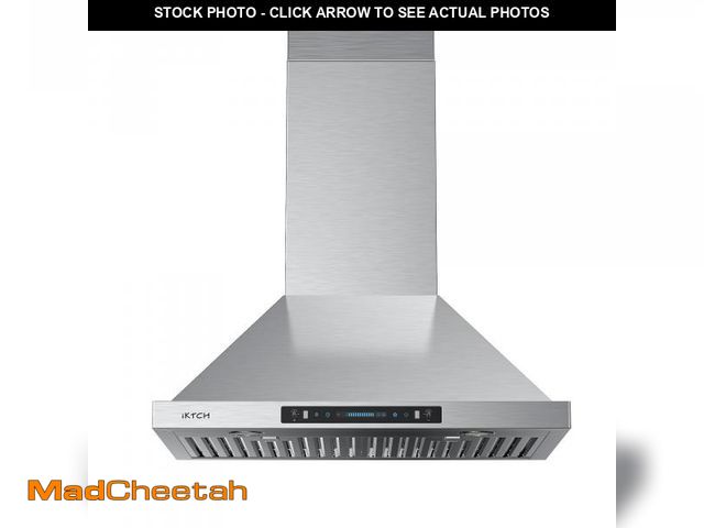 Lot 74-12130161 - IKTCH 30 inch Wall Mount Range Hood, 390 CFM Low Noise Kitchen Vent Hood, Ducted/Ductless Convertibl...