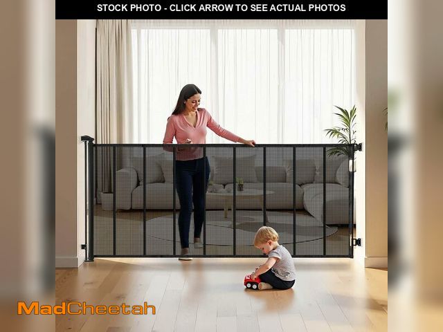Lot 74-14305971 - VEVOR Retractable Baby Gate, Extends to 202.7 inch Extra Wide, 39 inch Tall, with Reinforced Fibergl...
