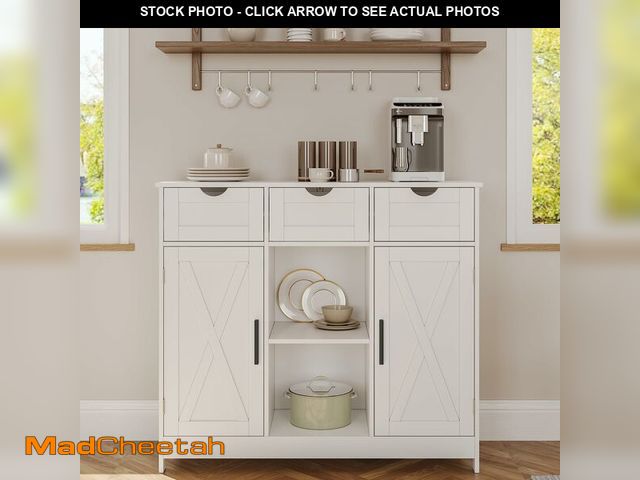 Lot 74-12569492 - Viaozutis Storage Cabinet, Coffee Bar Cabinet with 2 Adjustable Shelves, 3 Drawers, and 2 Doors, for...