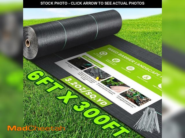 Lot 74-14347534 - 6x100FT Weed Barrier Landscape Fabric Heavy Duty, 3.2oz Woven Geotextile Fabric, Ground Cover Weed B...