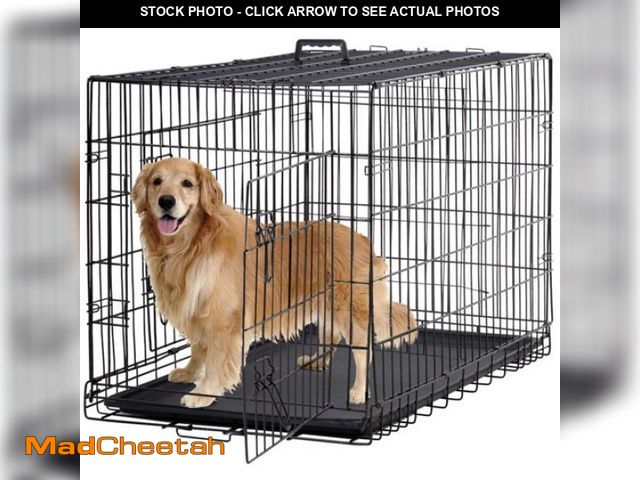 Lot 74-12402755 - BestPet 48 Inch Foldable Metal Dog Crate for Large Dogs  Double Door  Divider  Removable Tray(Black)...