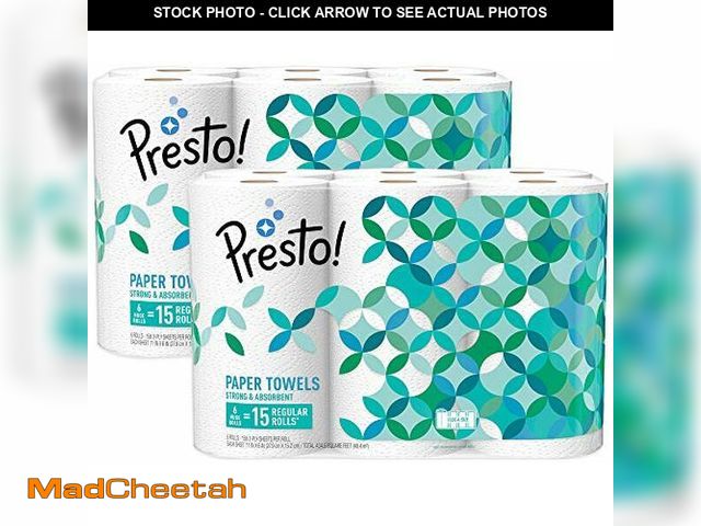 Lot 74-12828736 - (MISSING 2 ROLLS) Brand - Presto! Flex-a-Size Paper Towels, 158 Sheet Huge Roll, 12 Rolls (2 Packs o...