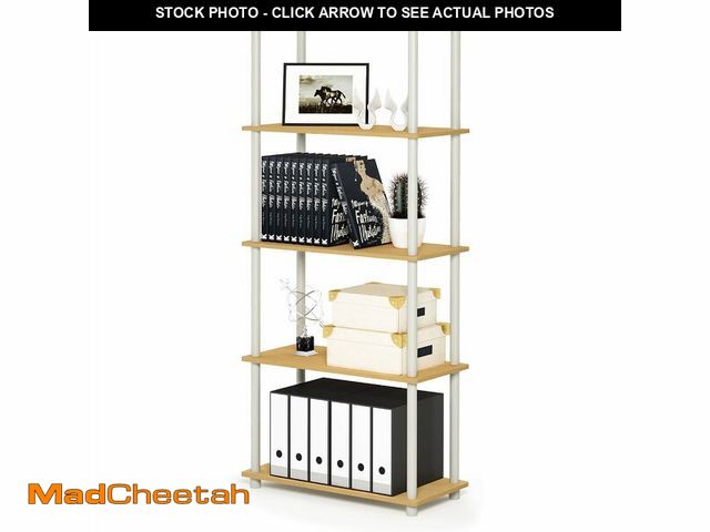 Lot 74-14281911 - Furinno TURN-N-TUBE Storage Shelves, 5-Tier Book Shelf, Corner Shelf, Toolless Open Shelves, for Org...