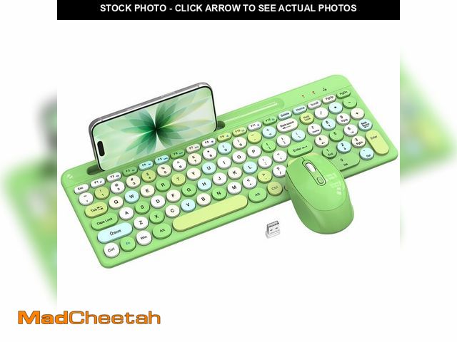 Lot 74-14207488 - Colorful Wireless Keyboard and Mouse Combo - Round Keycaps, 2.4GHz Retro Typewriter Keyboard with Nu...