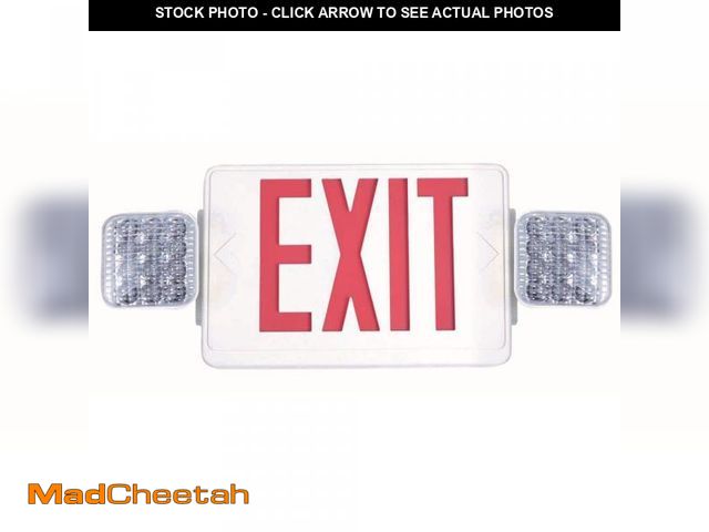 Lot 74-11825576 - Commercial Electric Combo 14-Watt Equivalent Integrated LED White Exit Sign and Emergency Light with...