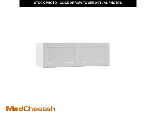 Lot 74-12997614 - Hampton Bay Designer Series Melvern 36 in. W x 18 in. D x 12 in. H Assembled Shaker Wall Bridge Kitc...