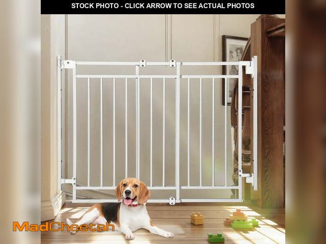 Lot 74-13816795 - Pet Gate, Caveen No Bottom Bar Pet Safety Gate, 27.5-43" Dog Safety Gate for Stairs and Doorway, Whi...