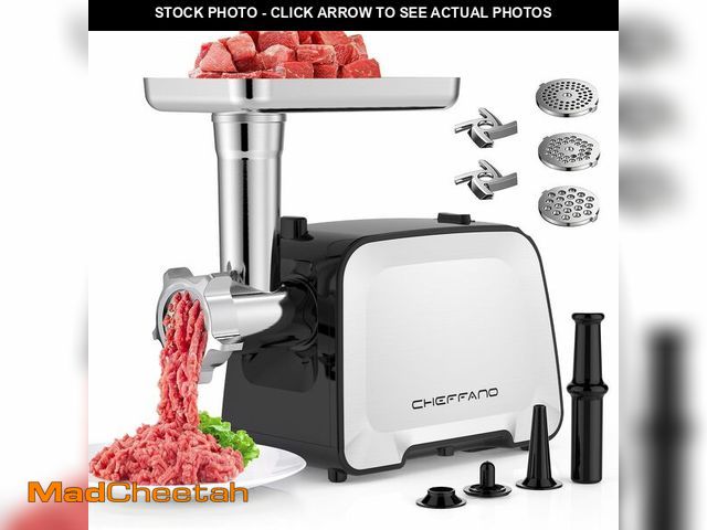 Lot 74-14265709 - CHEFFANO Life Electric Meat Grinder, Stainless Steel Sausage Stuffer Maker With 2 Blades, 3 Plates, ...