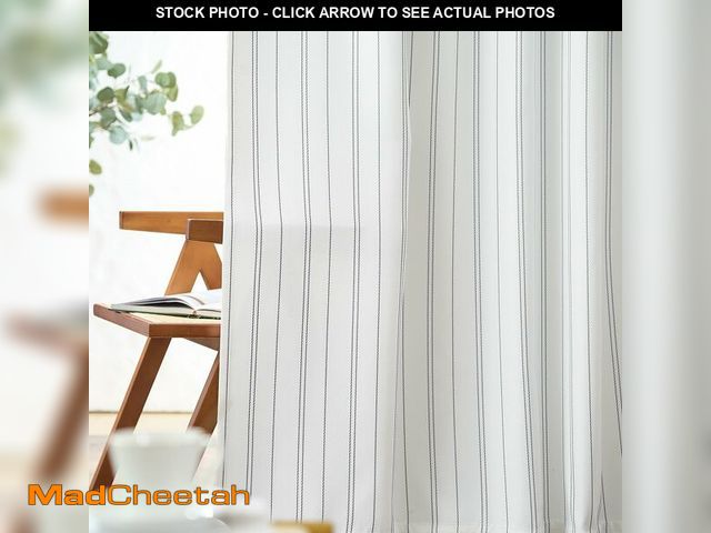 Lot 74-12604158 - jinchan Grey and White Striped Curtains 96 Inch Length for Living Room Bedroom Window Neutral Modern...