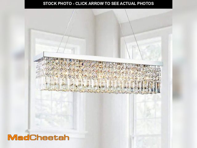 Lot 74-12869264 - Sefinn Four 5-Light Rectangle Chrome Chandelier with K9 Crystals - UNUSED