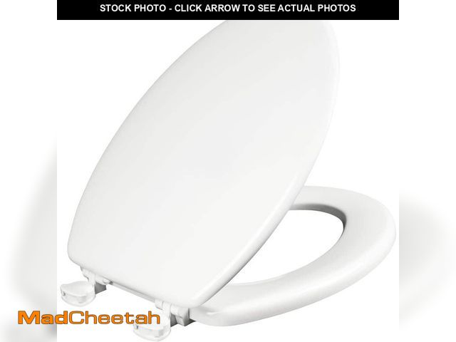 Lot 74-14074185 - Glacier Bay Elongated Enameled Wood Removes for Easy Cleaning Toilet Seat in White - UNUSED