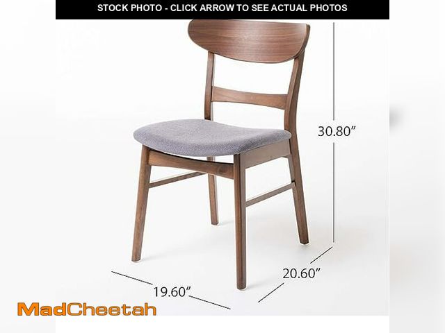 Lot 74-13679842 - Christopher Knight Home Idalia Curved Leg Rectangular Dining Chairs Natural Walnut / Dark Grey Set o...