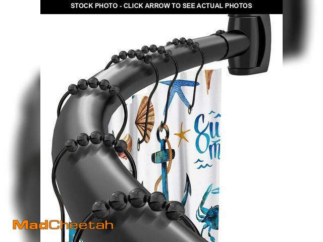 Lot 74-13566955 - Black Curved Shower Curtain Rod 33-78 Inches Adjustable Splicing Design Need To Drill Shower Rods Cu...