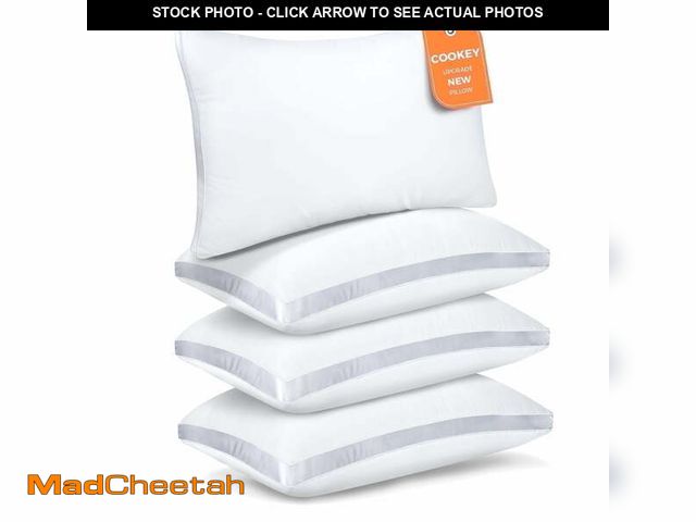 Lot 74-12834784 - COOKEY Bed Pillows King Size Set of 4, Luxury Hotel Quality,Fluffy and Supportive Gusseted Bed Pillo...