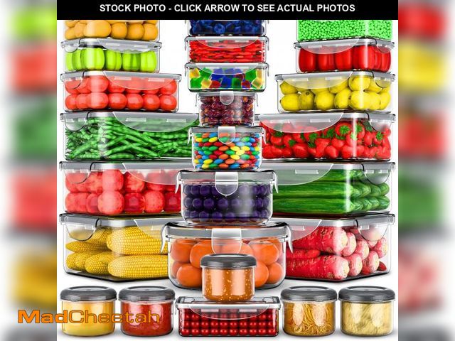 Lot 74-11556098 - RockBerry 50 Pcs Large Food Storage Containers with Lids Airtight-85 OZ to small Containers-Total 52...