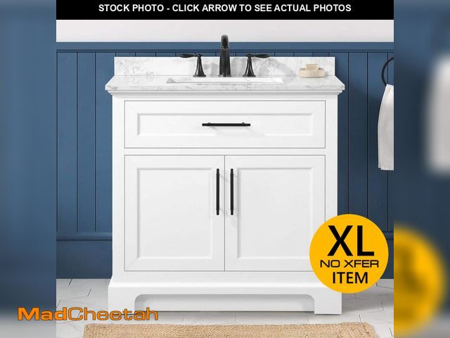 Lot 74-13690553 - Home Decorators Collection Doveton 36 in. Single Sink Freestanding White Bath Vanity with White Engi...