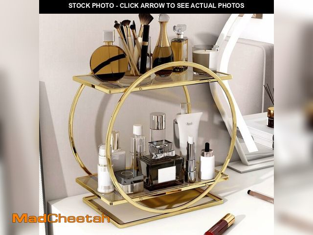 Lot 74-13576797 - YIWANFW Perfume Organizer for Dresser, 2 Tier Bathroom Counter Organizers and Storage, Gold Makeup O...