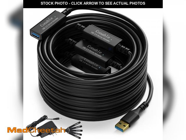 Lot 74-11558287 - USB 3.0 Active Extension Cable 100 Feet, Long USB Type-A Male to Female Extender Cord, Built-in 3 Si...