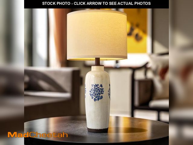 Lot 74-12051615 - PORTRES 24.75" Modern Ceramic Table Lamp for Bedroom Bedside Lamps Home Decor for Living Room Farmho...