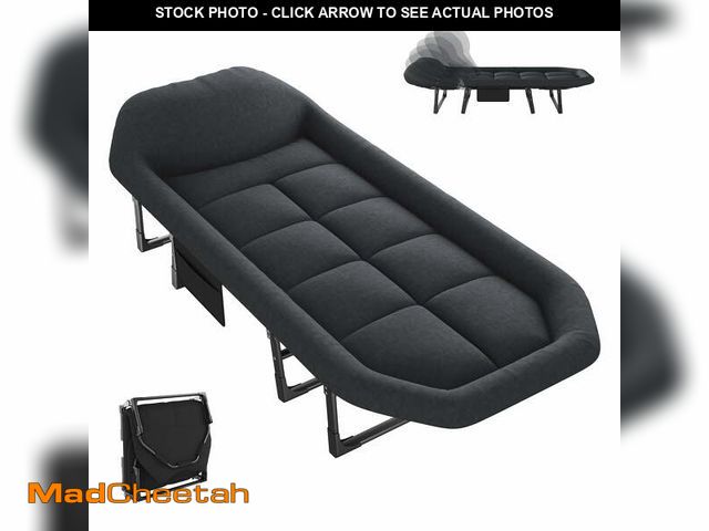 Lot 74-14353672 - JIOABL Folding Camping Cot for Adults with Headrest &amp; Mattress, 71 Inch Portable Sleeping Bed fo...