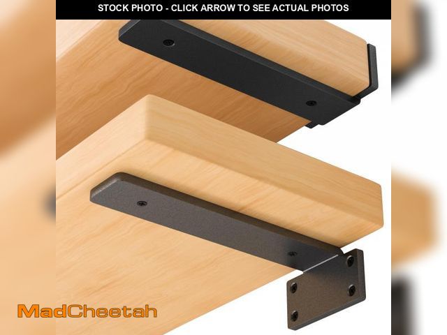Lot 74-11551024 - Heavy Duty Shelf Brackets 8 Inch (1/5") Thick, 6 Pack Floating Hidden Brackets, Rustic Industrial Wi...