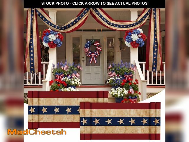 Lot 74-14295706 - Chumia 2 Pack 2x20 ft Patriotic Flag Bunting Retro White and Blue Banner Decoration 250th Anniversar...