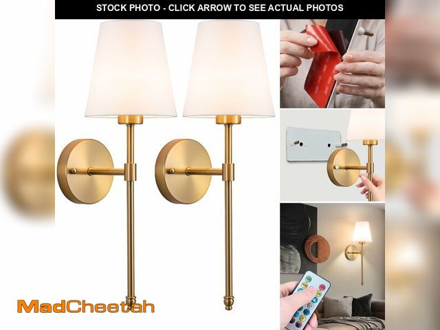Lot 74-14214894 - Vimhou Peel and Stick Wall Sconces, Stick On Wall Sconce Set of 2, Battery Operated Wireless Wall Li...