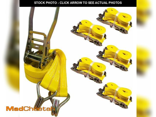 Lot 74-14318705 - SKYSHALO Ratchet Straps, 2 in. x 15 ft., 5000 lbs. Break Strength, Heavy Duty J-Hook Tie Downs, Ratc...