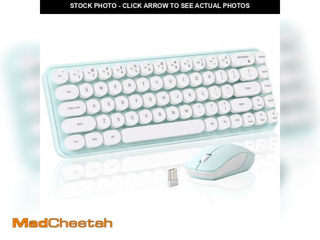 Lot 74-12714803 - MIKIBY i68 Wireless Typewriter Keyboard and Mouse Combo,2.4GHz Cordless Connection, Cute Retro Aesth...