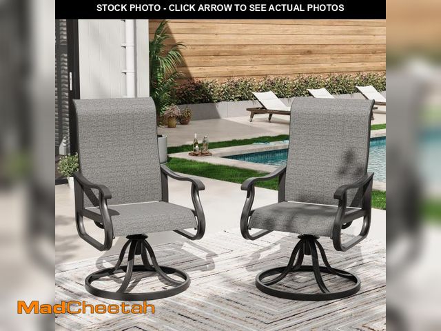 Lot 74-12185093 - POTEBAN Textilene Outdoor Dining Chairs - Set of 2, Light Gray - UNUSED