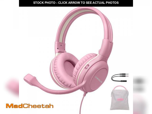 Lot 74-12442273 - SIMOLIO Kids-Headphones with Microphone for School, 75/85/94 dB Wired Headphones with Boom Mic for i...