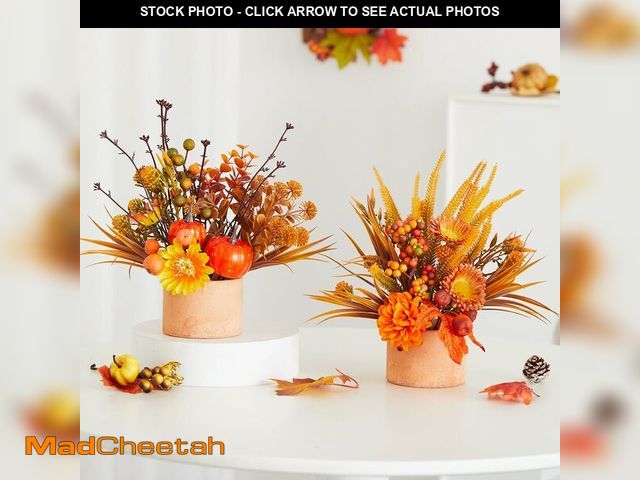 Lot 74-12844502 - MYELLU Thanksgiving Centerpiece Fall Table Flower - 2 Pack Lighted Realistic Artificial Table Plant ...