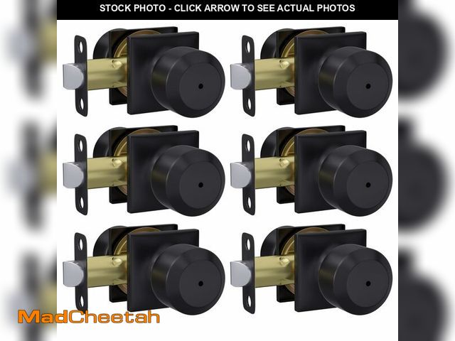 Lot 74-12701355 - Haidms 6 Pack Black Door Knobs Interior, Privacy Interior Door Knob for Bedroom or Bathroom, Matte B...