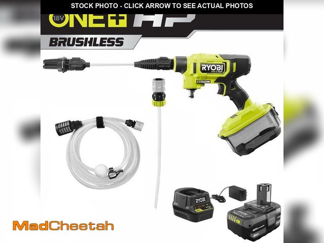Lot 74-14560870 - RYOBI ONE+ HP 18V Brushless EZClean 600 PSI 0.7 GPM Cordless Battery Cold Water Power Cleaner with 4...