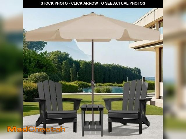 Lot 74-12158745 - JUSTLET 10 FT Outdoor Patio Umbrella with Push Button Tilt and Crank Sysytem  Round Umbrella for Gar...