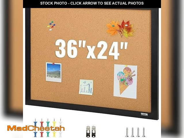 Lot 74-12803341 - VEVOR Cork Board for Office, 36" x 24" Bulletin Board for Wall, Vision Board Push Pin Board with Fra...