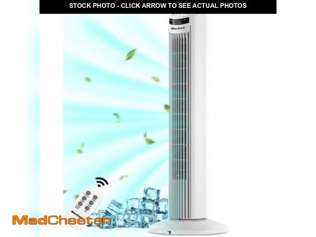 Lot 74-12158332 - MaxKare 30  Tower Fan with Remote  3 Speeds and Modes  Oscillating  Timer  White - UNUSED