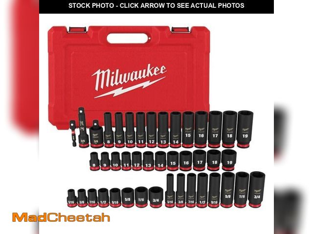 Lot 74-13684654 - Milwaukee SHOCKWAVE 3/8 in. Drive SAE and Metric 6 Point Impact Socket Set (43-Piece) - UNUSED