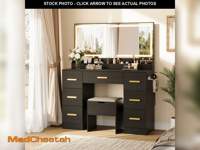 Lot 74-12689533 - (MISSING LIGHTS,MIRROR) Garvee Vanity Desk with Large Mirror and Lights, 45.9 in Makeup Vanity Desk,...