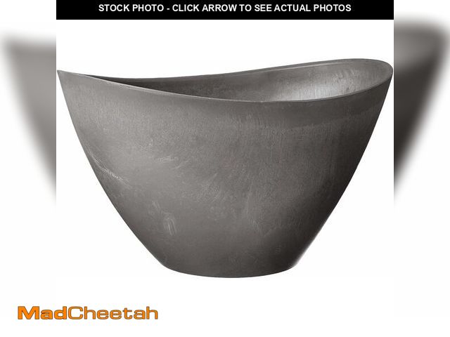 Lot 74-13382505 - PSW Pot Collection YB41CT Plastic/Stone/Wood Composite Curved Planter Pot - No Drainage Hole (Drilla...