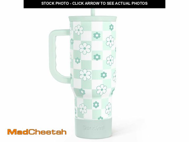 Lot 74-14213226 - SANDJEST 40oz Daisy Flower Tumbler with Handle and Straw - Insulated Stainless Steel Coffee Travel M...