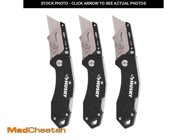 Lot 74-14083543 - Husky HUSKY 3-PACK FOLDING LOCK-BACK Utility Knife - USED