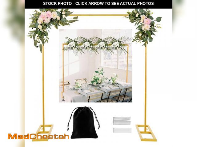 Lot 74-12047315 - 8.2 FT Wedding Arch Rectangle Stand Square Backdrop Stand , Extra Clamps to Table Rod Stand, Adjusta...