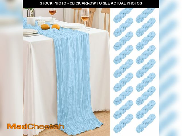 Lot 74-14471902 - 18 Pack Baby Blue Cheesecloth Table Runner 21.5x120 Inch,Semi Sheer Boho Gauze Cheese Cloth Fabric T...