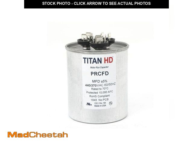 Lot 74-14588925 - TITAN HD 55 Plus 5 MFD, 440-Volt/370-Volt Dual Voltage Round Run Capacitor PRCFD555A - UNUSED