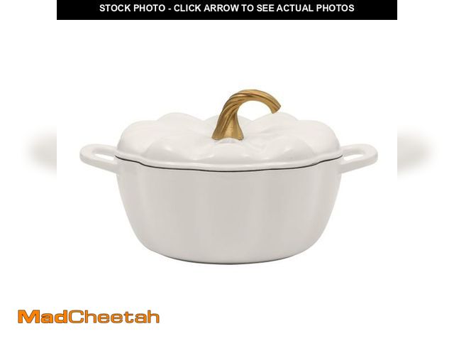 Lot 74-12422035 - The Pioneer Woman 3.5-Quart Pumpkin-Shaped Enamel on Cast Iron Dutch Oven, Linen - UNUSED