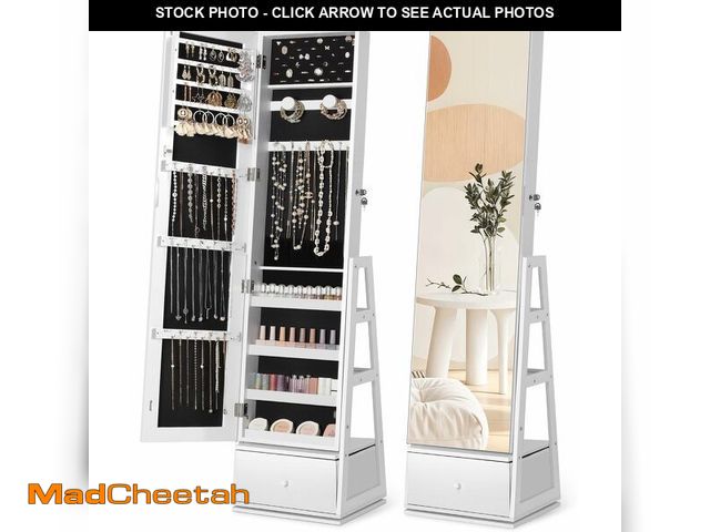 Lot 74-14612712 - Nicetree 360ÃÂ° Swivel Jewelry Cabinet, Full Length Mirror, Lockable - UNUSED