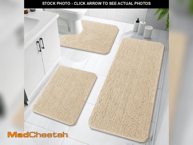 Lot 74-12311080 - OLANLY Bathroom Rugs Sets 3 Piece, Soft Absorbent Chenille Bath Mats and U-Shaped Contour Toilet Rug...