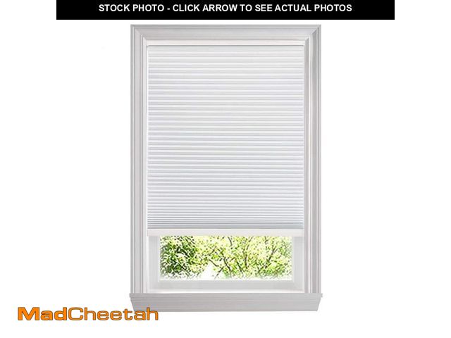Lot 74-12777573 - Home Decorators Collection Shadow White 9/16 in. Cordless BO Fabric Cellular Window Shades-36.375 in...