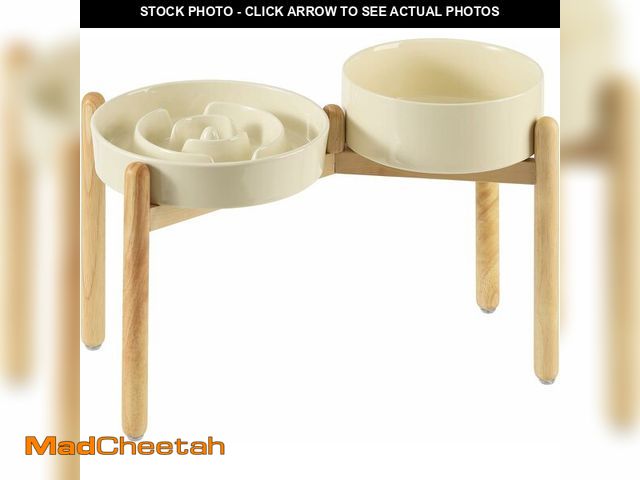 Lot 74-13709743 - Havniva 3.2 Cup Ceramic Raised Slow Feeder Dog Bowl Set, Elevated 8.2inch Bowl and 9.5inch Puzzle Sl...